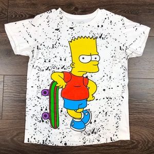 The Simpson’s Men’s Bart Simpson Skateboarder Paint Splattered Shirt Size Small